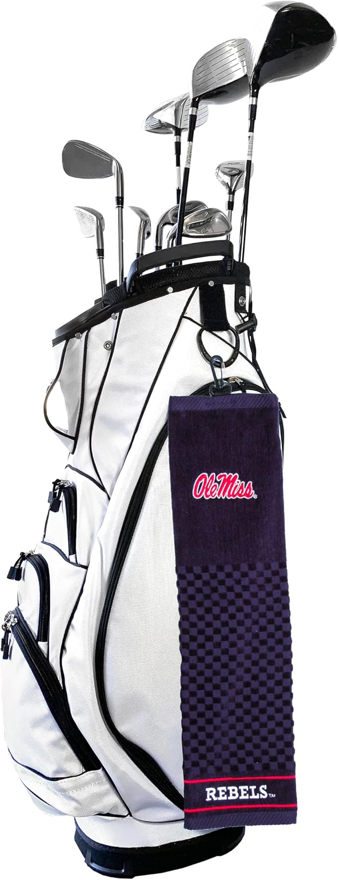 Team Golf NCAA Ole Miss Rebels Embroidered Golf Towel Embroidered Golf Towel, Checkered Scrubber Design, Embroidered Logo