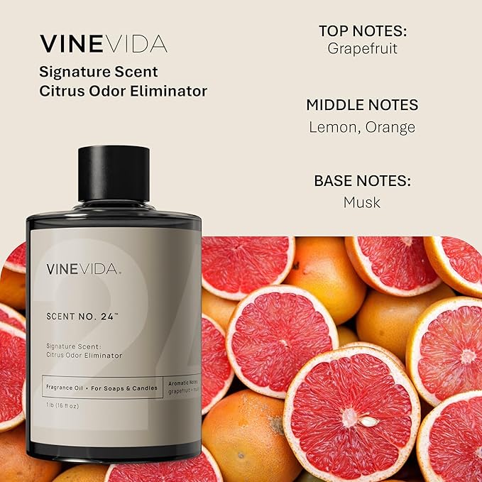 VINEVIDA [16oz] Citrus Odor Eliminator Fragrance Oil for Candle Making and Soap Making - Premium Candle Scents for Soy Candles
