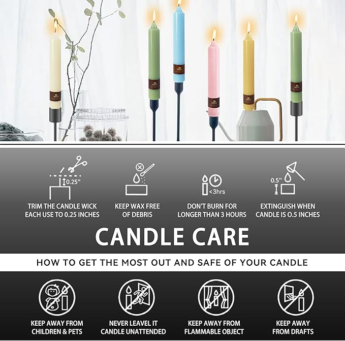 Black Halloween Taper Candles 4 Pack Hand-Poured 9 Inch Unscented Long Tapered Candles for Spooky Decor, Haunted Houses & Gothic Weddings - Clean Burning, Smokeless & Odorless