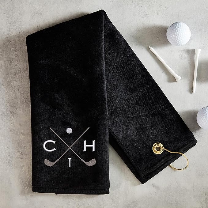 Lifetime Creations Personalized Golf Towel for Golf Bags - Custom Embroidered in USA with Initials, Dual-Sided for Scrubbing, Gifts for Golfers, Golf Accessories for Men or Women, Groomsmen, Dad
