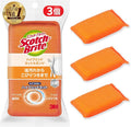 3M Sponge Kitchen Scratch Resistant Antibacterial Hybrid Net Orange 3 Piece Scotch Brite HBNTE-3P Cleaning