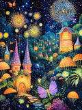 Mushroom House Night Diamond Art Kits for Adults,5D Diamond Painting Kits for Adults,Diamond Painting Diamond Art with Full Drill Diamond Dots,DIY Gem Crafts Kits for Home Wall Decor Gift 12x16 inch