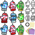 Qyeahkj 36 Set Winter Glove Suncatchers Crafts Kit DIY Window Tissue Paper Craft Kits Gloves Hanging Ornaments Decor Christmas Holiday Arts for Home Activity Art Party Favor Gift