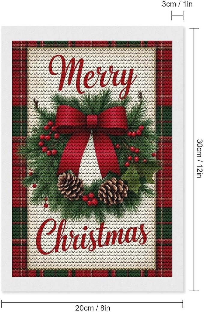 AIVKIEJK Diamond Painting Kits for Adults - Merry Christmas Red Bow & Pine Cones Painting DIY 5D Full Drill Diamond Dots Paintings with Diamonds Gem Art and Crafts Home Decor 8"x12"