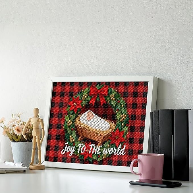 AIVKIEJK Diamond Painting Kits for Adults - Faith Christmas World Joy Painting DIY 5D Full Drill Diamond Dots Paintings with Diamonds Gem Art and Crafts Home Decor 12"x16"