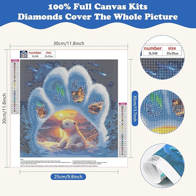 SENQAO Bear Diamond Art Kits for Adult, Christmas Paw Diamond Painting Kits for Beginners, DIY Full Drill Winter Holdiay Rhinestone Diamond Dots Gem Painting Art Craft Home Decor 12 x12 Inch