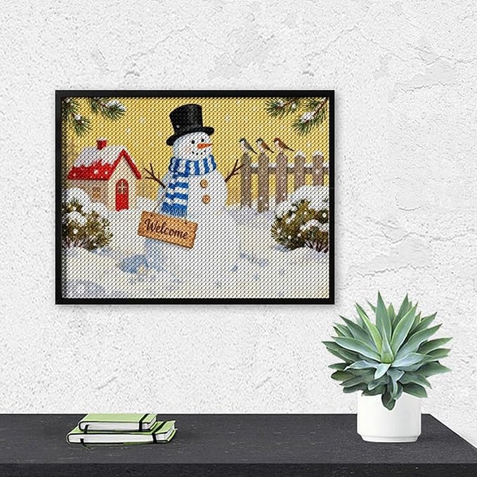 AIVKIEJK Diamond Painting Kits for Adults - Christmas Welcome Snowman Winter Christmas Painting DIY 5D Full Drill Diamond Dots Paintings with Diamonds Gem Art and Crafts Home Decor 12"x16"