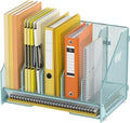 Docnest Desk File Holder Sorter, 5 Vertical Compartments Rack with Letter Tray, Mesh Magazine File Holder with Handle,Workspace Organizers,Desk Organizers for Paper, Mail, Documents-Blue