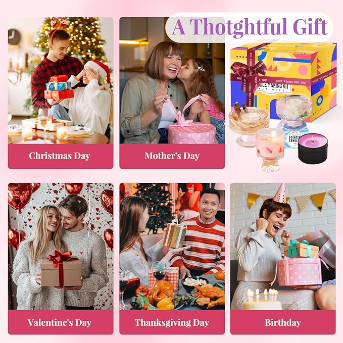 Soy Wax & Jelly Wax 2-in-1 Candle Making Kit – Complete DIY Candle Making Kit with Wax Melting Pot, 6 Scents, 4 Colors & Tools – Create Hands-On Memories, Crafted for Hobbyists & Personalized Gifting