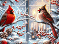 Christmas Paint by Numbers Kit for Adults Beginner , DIY Red Bird Paint By Numbers Kits, Easy Color Acrylic Paint On Canvas Candle Painting Kits Art,Home Wall Decor 12x 16 Inch (Without Frame)