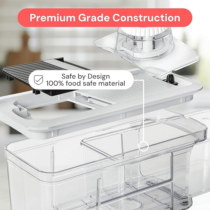 Fullstar All-in-1 Vegetable Chopper and Mandoline Slicer for Kitchen - Cheese Grater, French Fry Cutter, Cheese Slicer - Bonus Handheld Spiralizer Included (6 in 1, Stainless Steel)