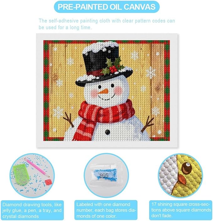 AIVKIEJK Diamond Painting Kits for Adults - Festive Snowman Red Scarf Painting DIY 5D Full Drill Diamond Dots Paintings with Diamonds Gem Art and Crafts Home Decor 16"x20"