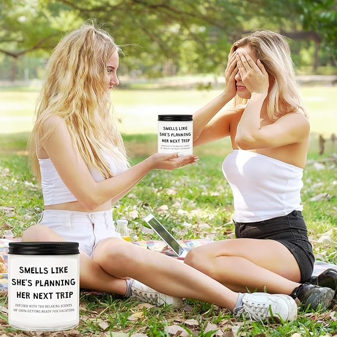 Travel Gifts for Women, Unique Gift for Travelers - Cool Ideas for People Who Travel, Funny Birthday Christmas Vacation Trip Candles for Woman Couple Friend