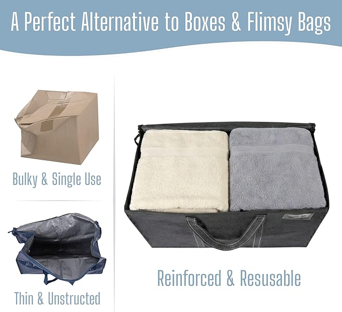 VENO 8 Pack Heavy Duty Moving Bags, Extra Large Storage Bags with Reinforced Handles & Strong Zippers, Foldable & Reusable Moving Box Alternative for Clothes & Dorm Storage