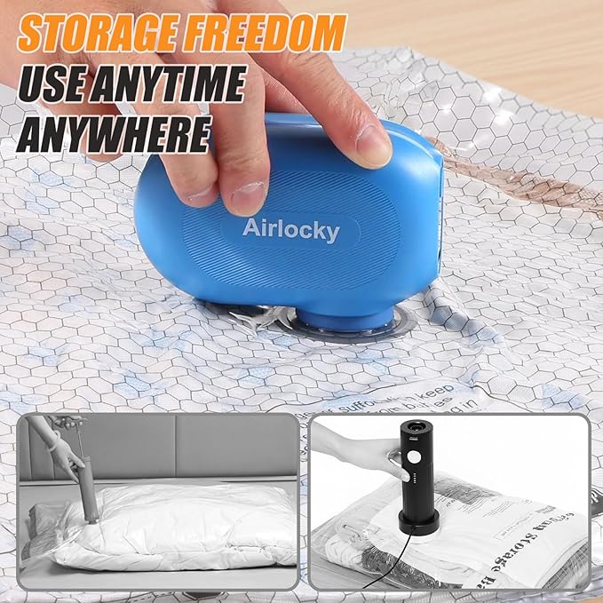 Travel Vacuum Storage Bags with Pump, 20 Pack Carry-on Compression Packing Bags + Portable Electric Pump, 80% Space Saver of Clothes, Vacuum Seal Bags for Clothing Travel Luggage