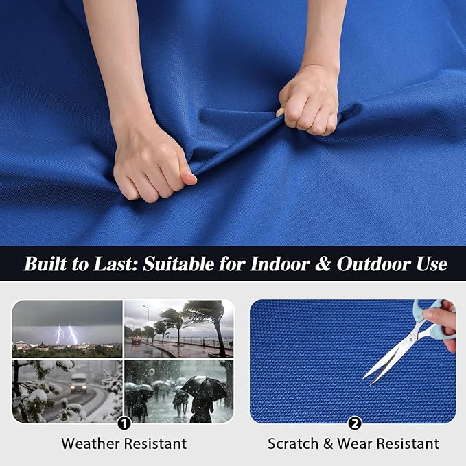 ANMINY 100% Waterproof Outdoor Fabric 3 Yards, 58" W 600D Marine Canvas Fabric with PVC Backing, Ripstop Upholstery Material by The Yard for Furniture Boat Covers Tent Awning, Royal Blue