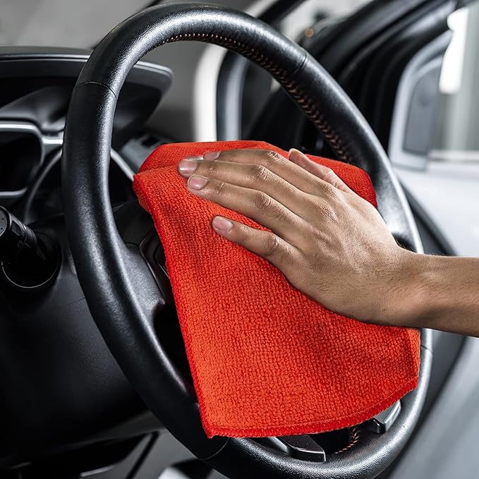 Eurow Microfiber Ultra-Absorbent Cleaning Cloths, Lint-Free & Streak-Free, Reusable & Machine Washable, Home, Kitchen, Auto Detailing, 5 Colors for Easy Organization, 11.5 x 11.5 Inch, 25-Pack