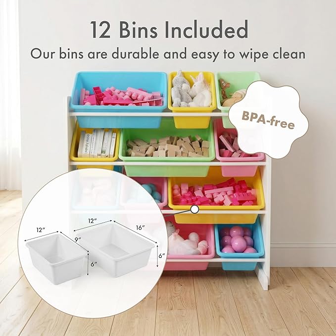 Humble Crew Kids' Toy Storage Organizer, White/Pastel (WO560P)