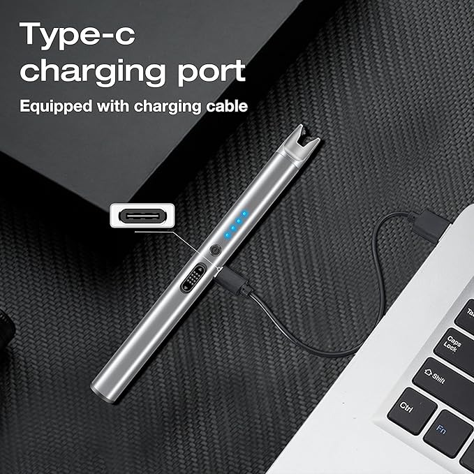 Luxgaze 8 Pack Electric Candle Lighter Rechargeable USB Lighters Flameless Windproof Plasma Arc Lighters with Safety Lock Long Lighter for Candle BBQ Camping Birthday Party