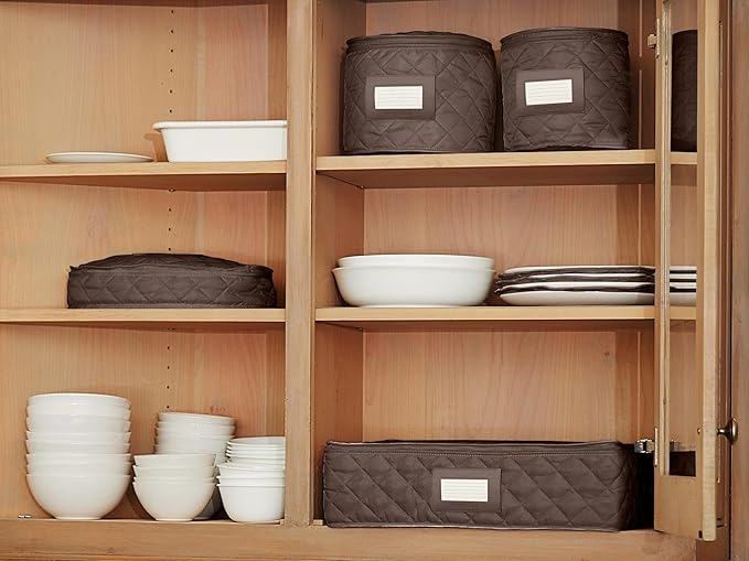 Covermates Keepsakes Quilted Dish Dividers – Set of Padded Plate Protectors for China & Dinnerware Storage, Scratch Protection, Machine Washable, Bronze