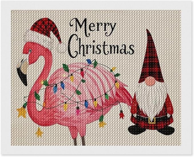 AIVKIEJK Diamond Painting Kits for Adults - Festive Flamingo Christmas Santa Hat Painting DIY 5D Full Drill Diamond Dots Paintings with Diamonds Gem Art and Crafts Home Decor 16"x20"