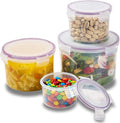 Set of 4 Round Nesting Food Storage Containers - Reusable, BPA Free Plastic, Snap Lock Lids With a Leakproof Silicone Seal. Great for Snacks, Soup, Fruit, Salad and Food Storage