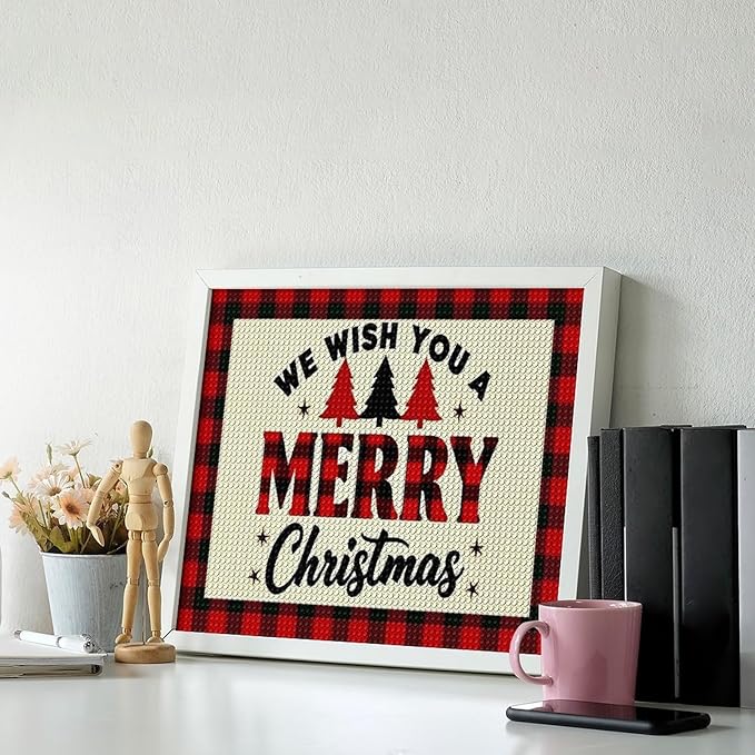AIVKIEJK Diamond Painting Kits for Adults - Merry Christmas Welcome Painting DIY 5D Full Drill Diamond Dots Paintings with Diamonds Gem Art and Crafts Home Decor 16"x20"