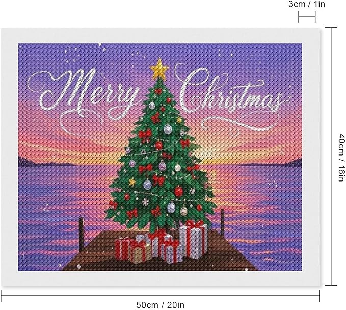 AIVKIEJK Diamond Painting Kits for Adults - Merry Christmas Coastal Winter Beach Painting DIY 5D Full Drill Diamond Dots Paintings with Diamonds Gem Art and Crafts Home Decor 16"x20"