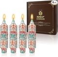 5 inch Short Candle Floral Candle Sticks Printed Candlestick Handmade Unscented Taper Candle 4 Pack Retro Flower Tapered Candles for Home Dinner Wedding Holiday