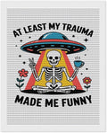 KIVJMSIDJA Skull Skeleton “At Least My Trauma Made Me Funny” Diamond Art Kits for Adults for Beginners, 5D Full Diamond Art Paint 16"x20"