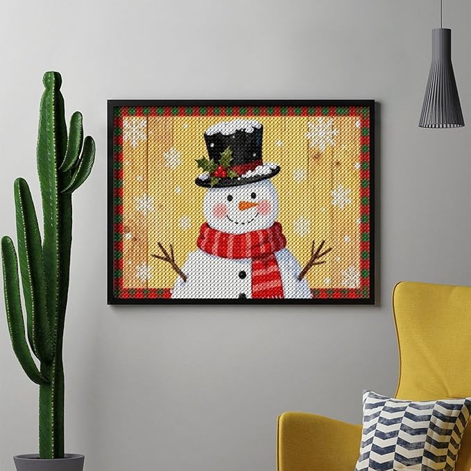 AIVKIEJK Diamond Painting Kits for Adults - Festive Snowman Red Scarf Painting DIY 5D Full Drill Diamond Dots Paintings with Diamonds Gem Art and Crafts Home Decor 12"x16"