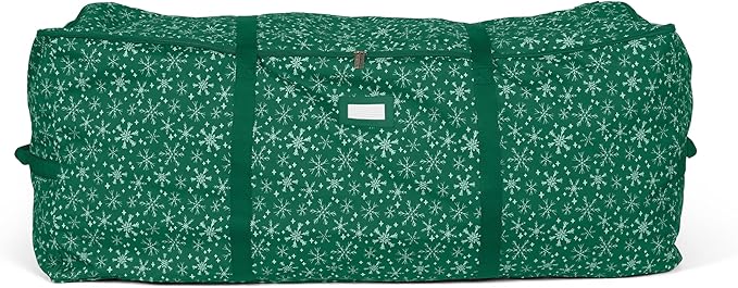 Covermates Keepsakes Christmas Tree Cinch Bag – Durable Polyester Tree Storage with Reinforced Handles & Built-in Cinch Straps – Trees, Lights & Holiday Décor, Green Snowflake