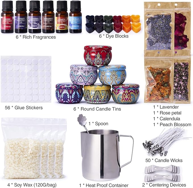Lucky Goddness Candle Making Kit, Candle Making Supplies with Soy Wax for Candle Making Beginners