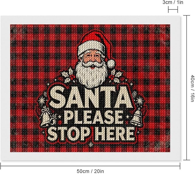 AIVKIEJK Diamond Painting Kits for Adults - Christmas Santa Please Stop Here Painting DIY 5D Full Drill Diamond Dots Paintings with Diamonds Gem Art and Crafts Home Decor 16"x20"