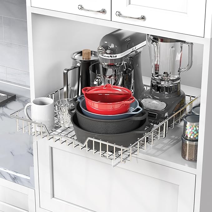 Simple Houseware Under Cabinet Pull Out Sliding Shelf Drawer Organizer, 18" D x 17" W