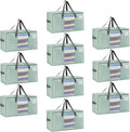 VENO 10 Pack Heavy Duty Moving Bags, Clothes and Comforter Storage Bags with Clear Window, College Dorm Essentials Packing Supplies, Foldable Boxes Alternative (Light Green Matte, 10 Pack)