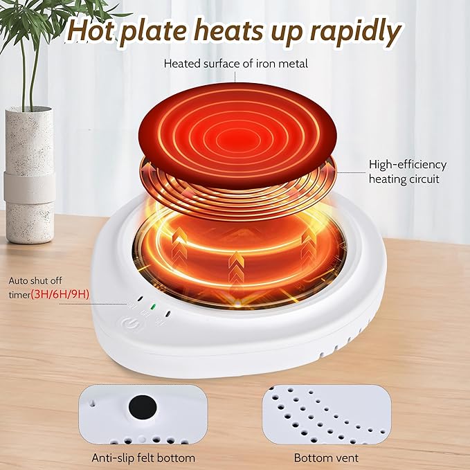Candle Warmer with Timer, Coffee Mug Warmers for Large Jar,Safely Releases Scents Without a Flame, Melt The Candle Quickly, Enjoy Your Warm Coffee Tea. Gifts for Festival Birthday Women Men Mom Dad
