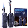 Long Torch Lighter with Extended Tip, Jet Flame Windproof Lighter Butane Refillable, 2 Pack Adjustable Butane Lighters for Candle Fireplace Camping BBQ Lighters Gift for Man Women (Without Fuel)