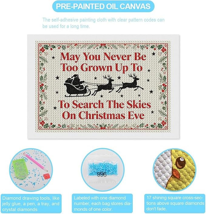 AIVKIEJK Diamond Painting Kits for Adults - Christmas May You Never Grow Too Big Painting DIY 5D Full Drill Diamond Dots Paintings with Diamonds Gem Art and Crafts Home Decor 8"x12"
