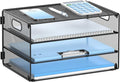 Daltack 3-Tier Paper Organizer with Handle, Mesh Desk Organizer Letter Tray, Paper Tray Organizer File Organizer for A4 File Folder, Black, 2 Pack