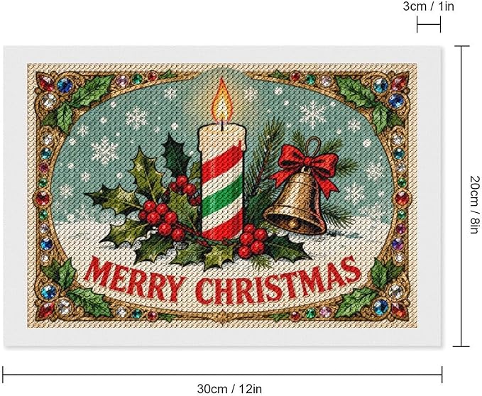 AIVKIEJK Diamond Painting Kits for Adults - Merry Christmas Candle & Holly Accents Painting DIY 5D Full Drill Diamond Dots Paintings with Diamonds Gem Art and Crafts Home Decor 8"x12"
