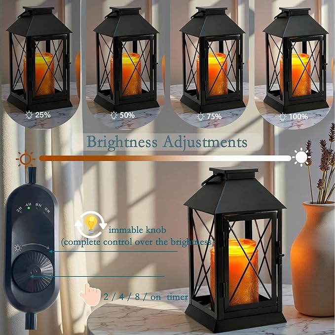 Candle Warmer Lamp with Timer,Compatible with 3 Wick Candles/Large Candel Jars,Vintage Lamp Candle Warmer Lantern,Dimmable Candle Lamp Warmer Farmhouse,Fully Enclosed Designed and Hanging Up-Black