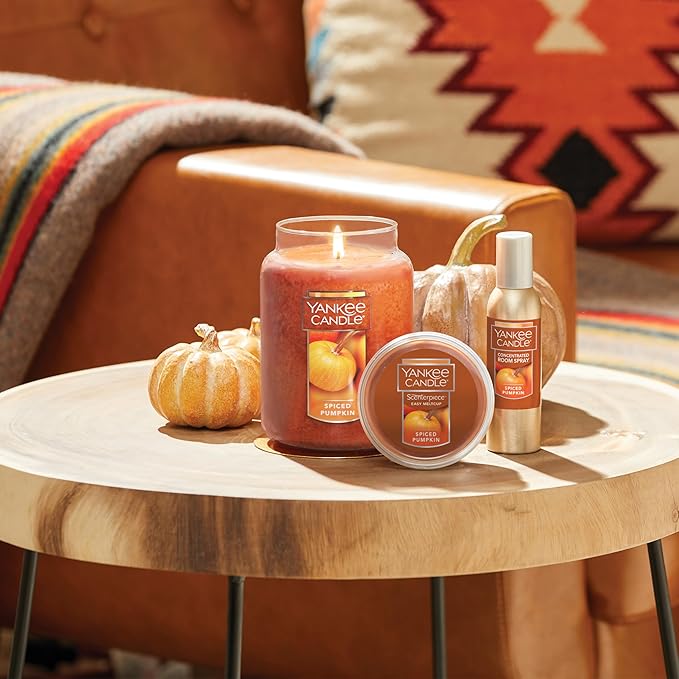 Yankee Candle Spiced Pumpkin Scented Classic 22oz Large Jar Single Wick Over 110 Hours of Burn Time Perfect Accent for Fall Decor & Gifting