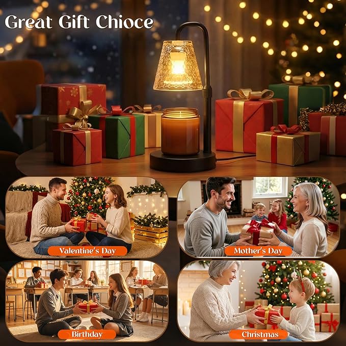 Glimra Candle Warmer Lamp with Timer,Dimmable Candle lamp for Jar Candles,Adjustable Wax Melts Warmer Birthday Gifts,for Mom Women Friend Sister,Office Apartment Dorm Room Home Decor Black