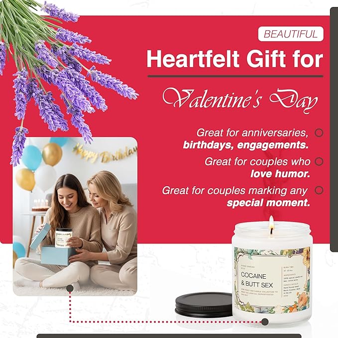 Funny Candle Gifts for Women, Men- Birthday Gift for Best Friends, Her, Him, Girlfriend, Sister, Plant Lover- Unique Christmas & Valentines Day Present - Lavender Candles (But Sex)