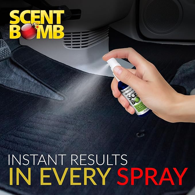 Scent Bomb Air Freshener Spray, Long-Lasting Odor Eliminator - Effective Deodorizer for Home & Car, Fresh Room Spray for Kitchen, Bathroom & Smell Neutralizer - 1 oz Pack of 4, Coconut Paradise