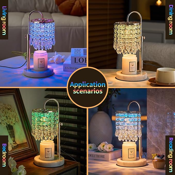 Candle Warmer Lamp with Timer Dimmer and 3 Bulbs, Lamp Candle Warmer with Marble Base,Wax Melt Warmer for Jar Candles, Birthday Gifts for Women Mom, House Warming Gifts New Home Decor