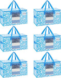 VENO 6 Pack Heavy Duty Moving Bags, Clothes and Comforter Storage Bags with Clear Window, College Dorm Essentials Packing Supplies, Foldable Boxes Alternative (Spring Breeze, 6 Pack)