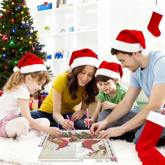 VIGEGU Christmas Diamond Art Kits for Adults - Cardinal Birds Diamond Painting Kits for Adults,Winter 5D DIY Full Round Drill Paint with Diamonds Dots Gem Art Crafts Kits for Home Decor 12x12 in