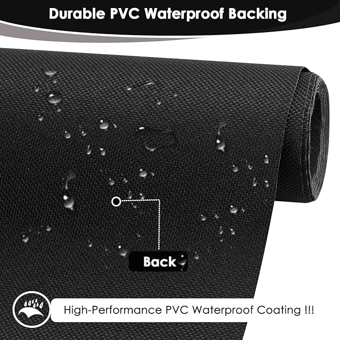 Waterproof Canvas Fabric by The Yard 60" W 600 Denier PVC Backing Water Repellent Polyester Upholster Fabric Material for Indoor Outdoor Marine Awning Tent Craft DIY(1 Yard, Black)